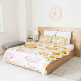 Therapy blanket and bedding set, white with large pumpkins.