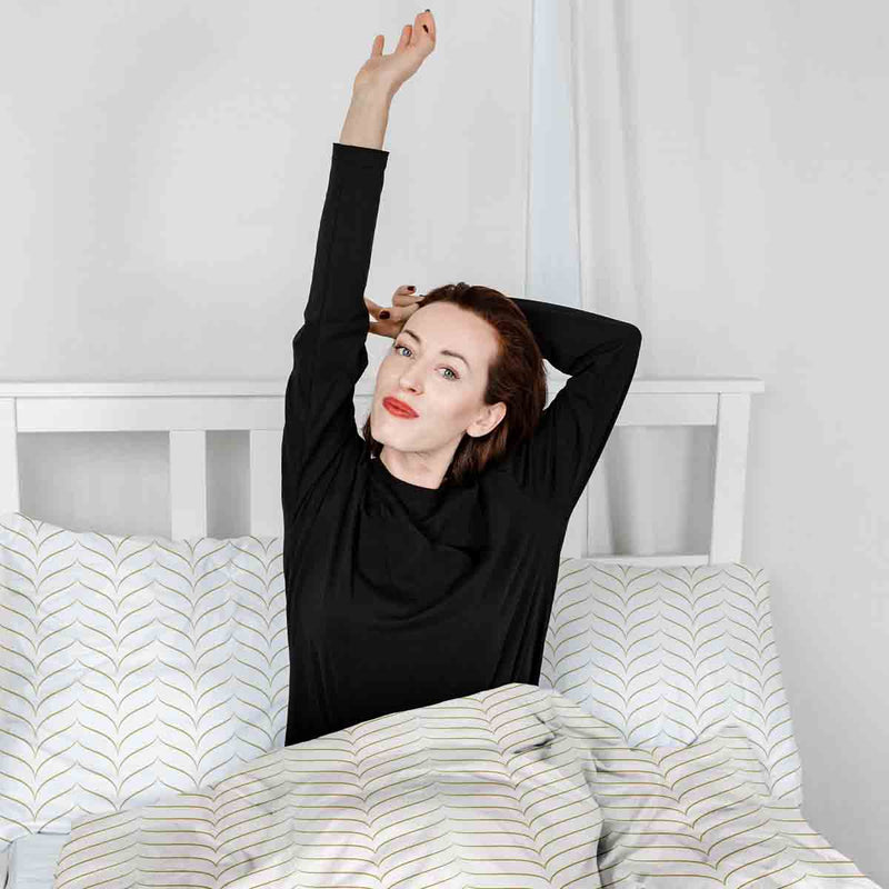 Set di biancheria da letto con coperta terapeutica a forma di V dorata