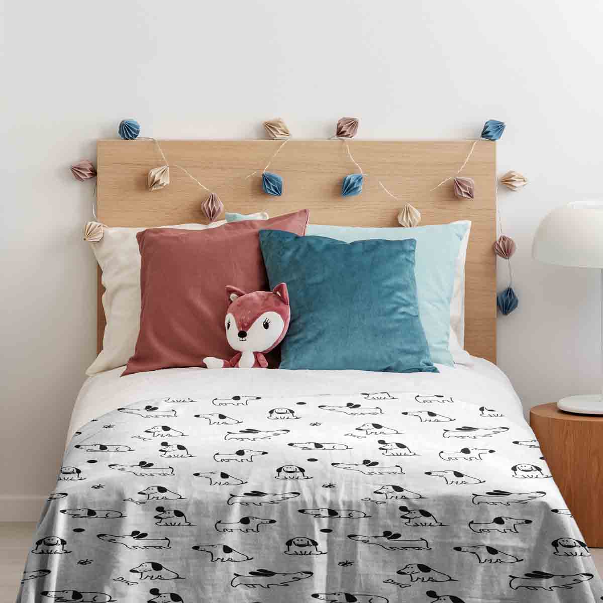 Original therapy blanket - cotton cover white with dogs