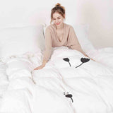 Therapy blanket and bedding set, white with black dandelions.