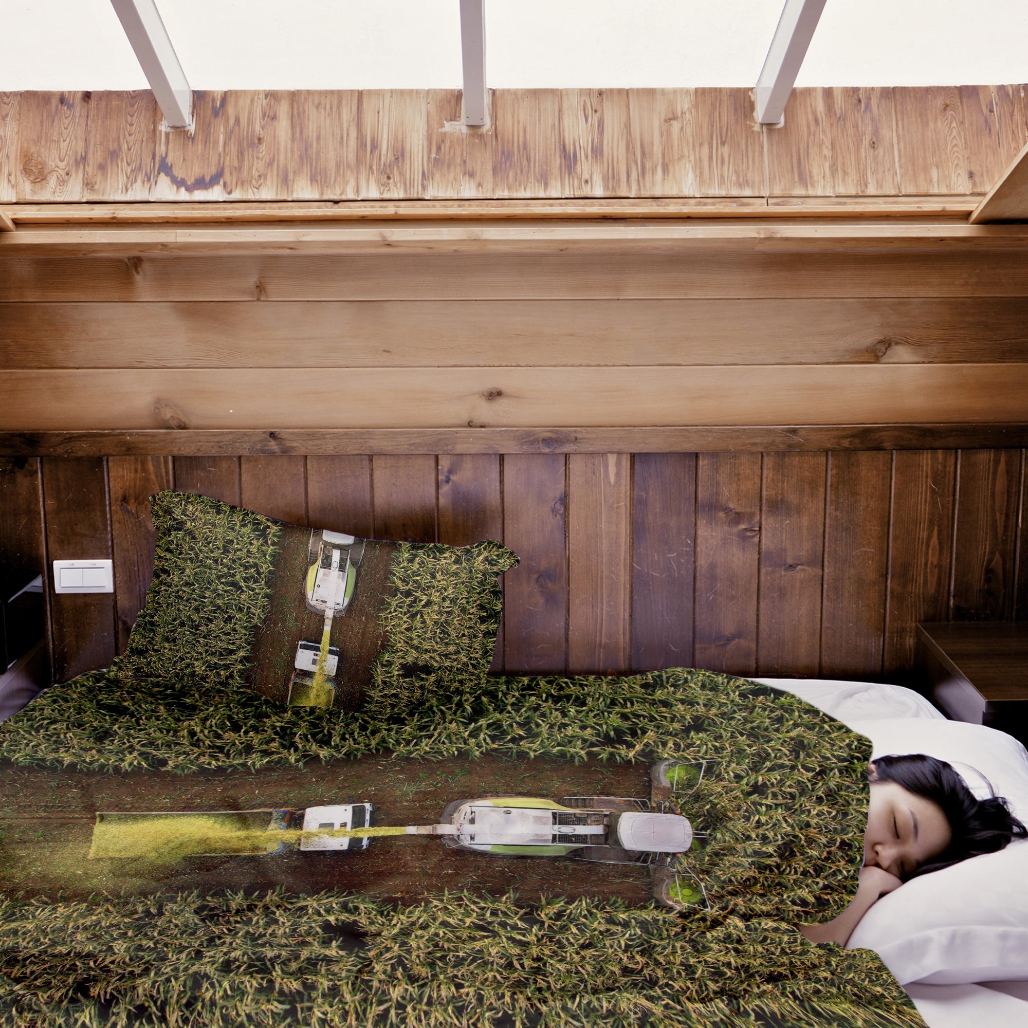 Originele therapiedeken - katoenen hoes groen veld