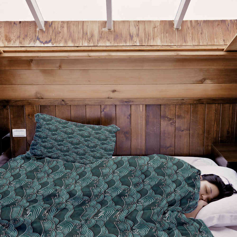 Therapy blankets bedding set waves turquoise-green