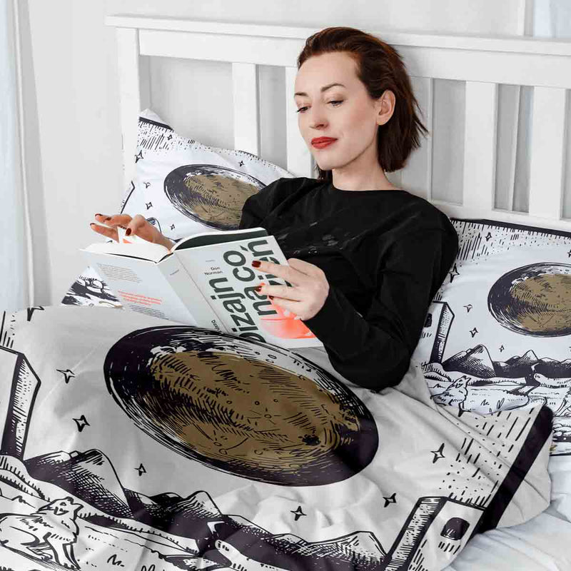 Therapy blanket bedding set wolf and moon