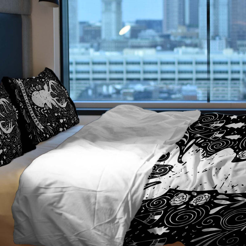 Set de ropa de cama con manta terapéutica negro Merry Christmas
