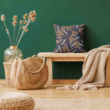 Health pillow, brown with blue leaves.