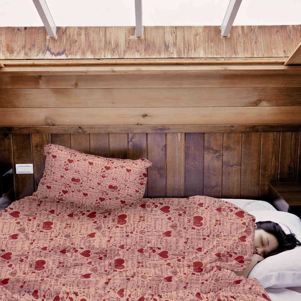 Therapy blankets bedding set pink I love you