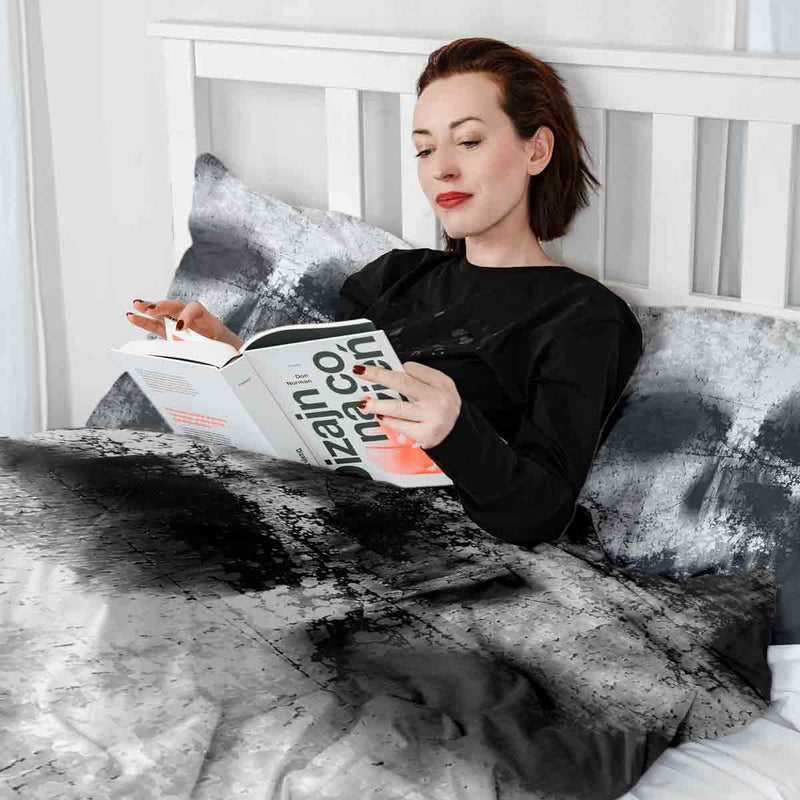 Juego de ropa de cama con manta terapéutica negro con patrón jaspeado