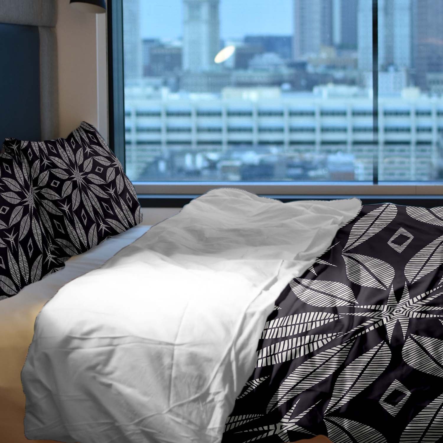 Set di biancheria da letto con coperta terapeutica e grande fiore