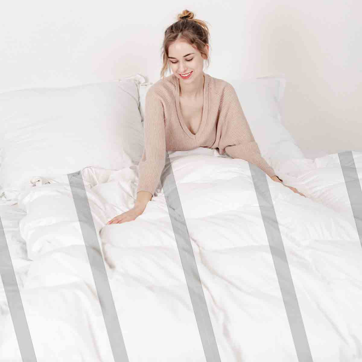 Original therapy blanket - cotton cover light gray stripes