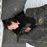 Set di biancheria da letto con coperta terapeutica nero sole e cosmo