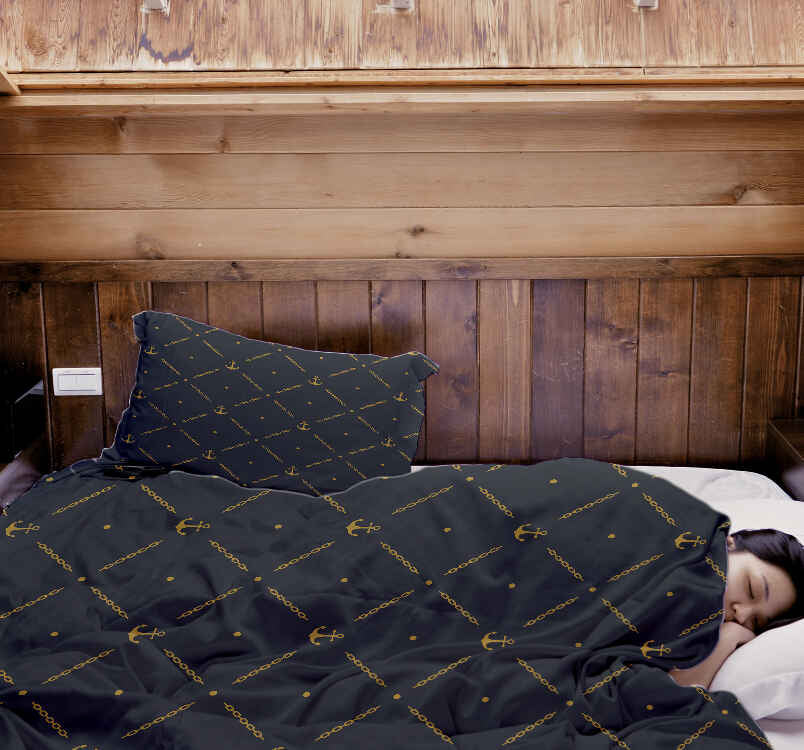 Coperta terapeutica originale - Rivestimento in cotone blu con ancora