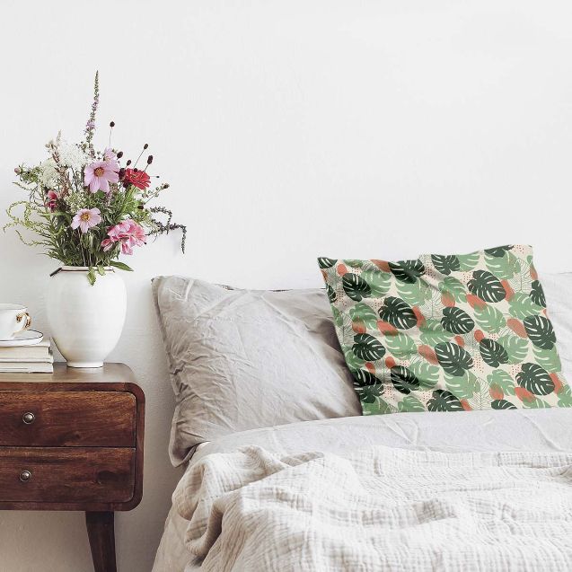 Health pillow, light green Monstera