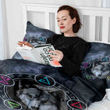 Therapy blanket and bedding set, grey with wolf.