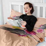 Set de ropa de cama con manta terapéutica naranja con grulla