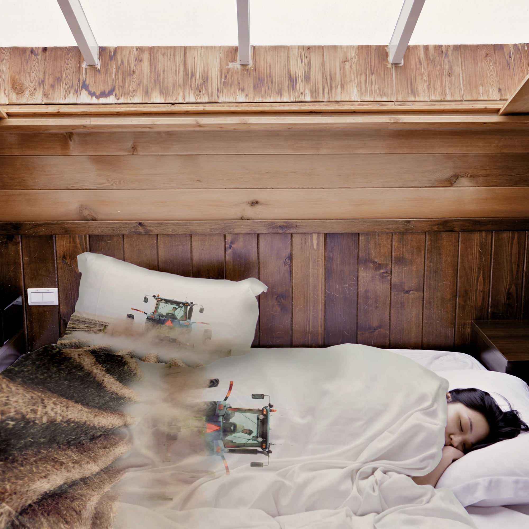 Originele therapiedeken - katoenen hoes tractor in actie