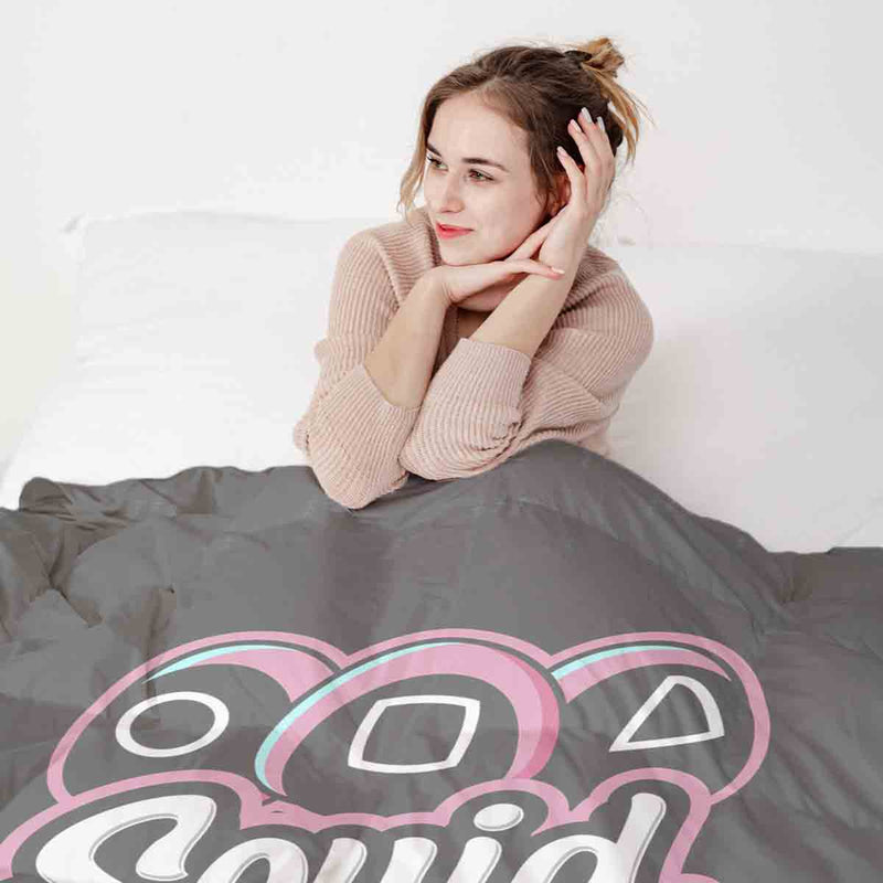 Set di biancheria da letto con coperta terapeutica nero Squid