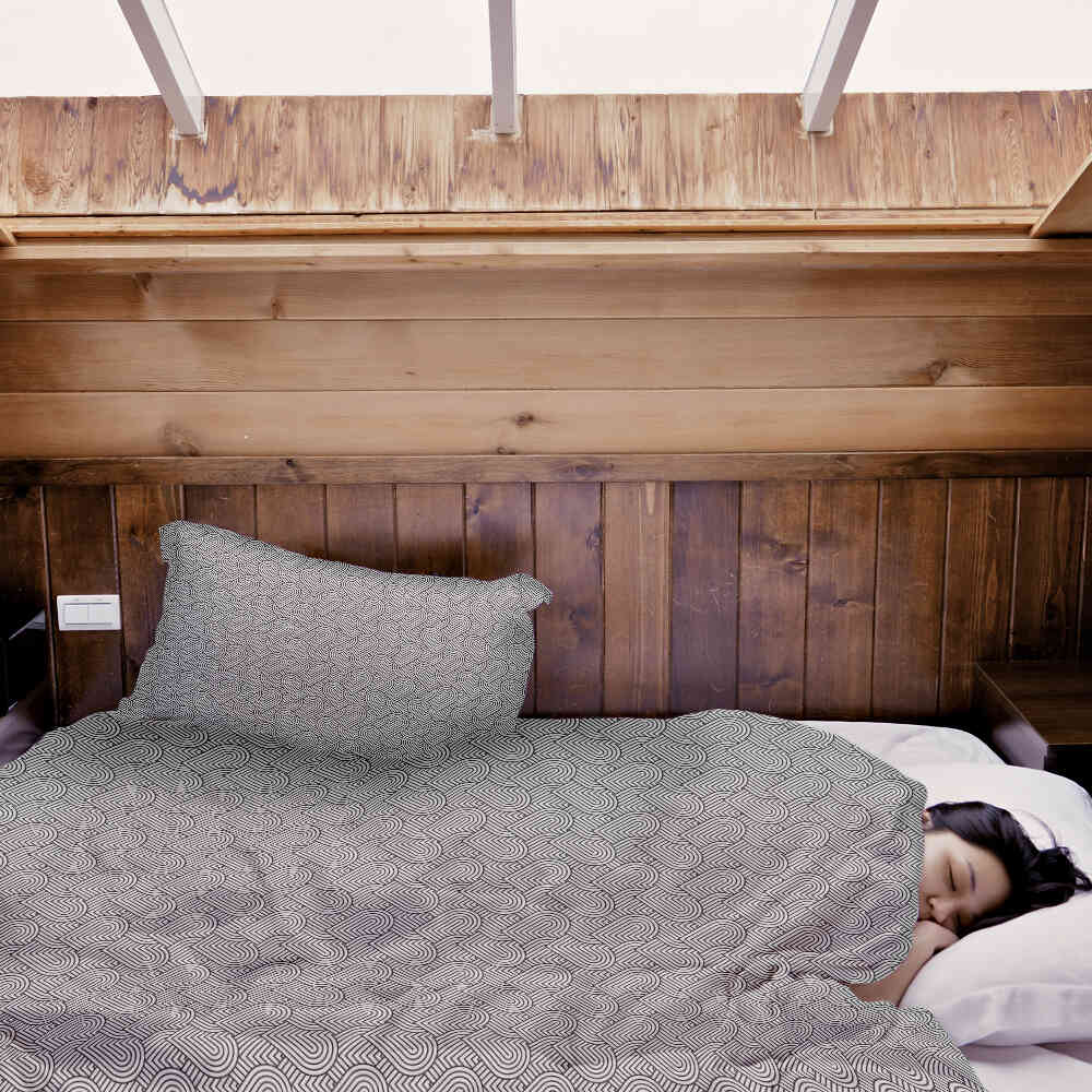 Juego de ropa de cama con manta terapéutica gris corazones geométricos