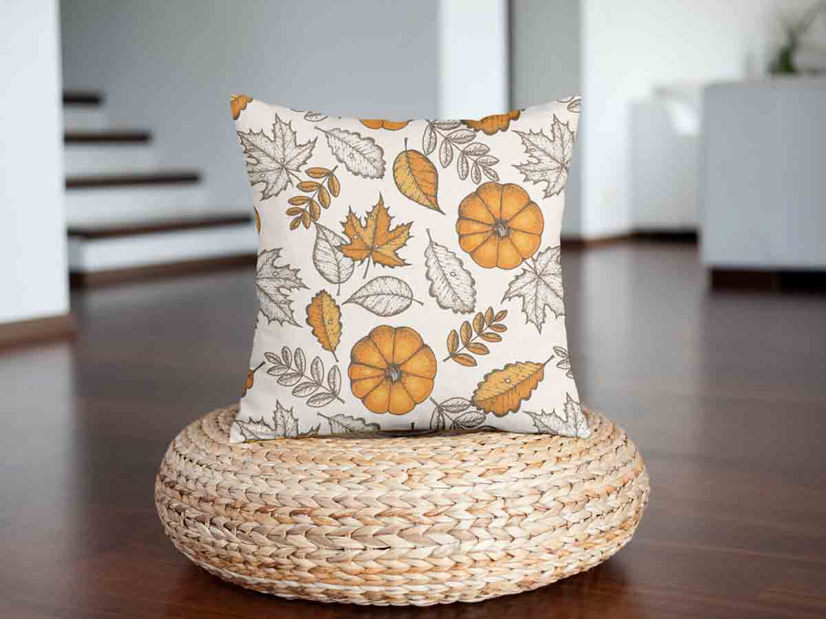 Cuscino sanitario bianco con foglia e zucca