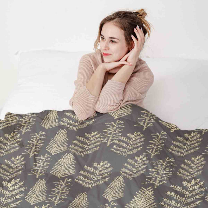 Set de ropa de cama con manta terapéutica y motivo de bosque