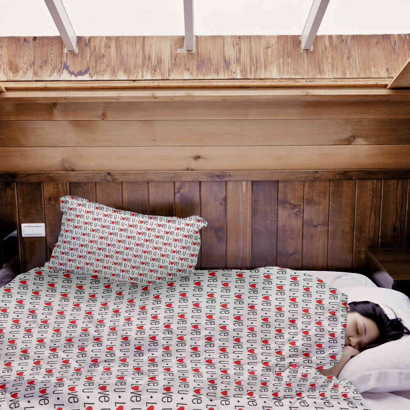 Set de ropa de cama con manta terapéutica blanco Love U