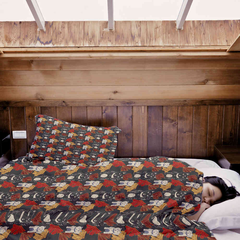 Therapy blankets bedding set waving cat