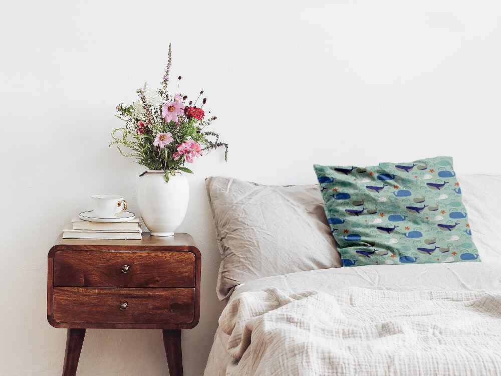 Cuscino salute verde con balene