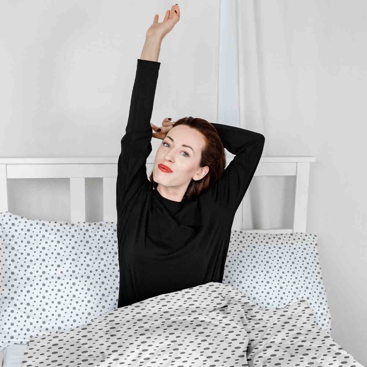 Therapiedekens beddengoed set wit met veel grijze stippen