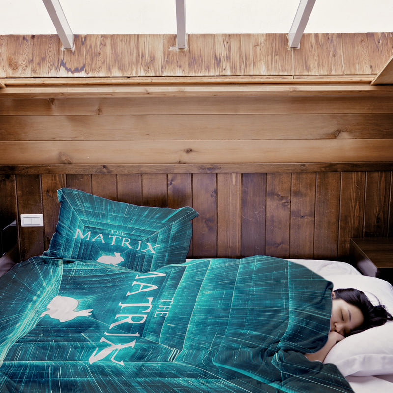 Therapy blanket bedding set, blue matrix.