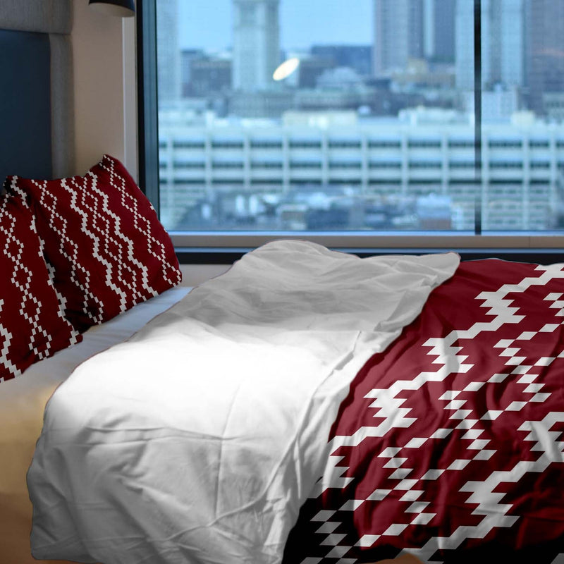 Set de ropa de cama con manta terapéutica y patrón navideño rojo
