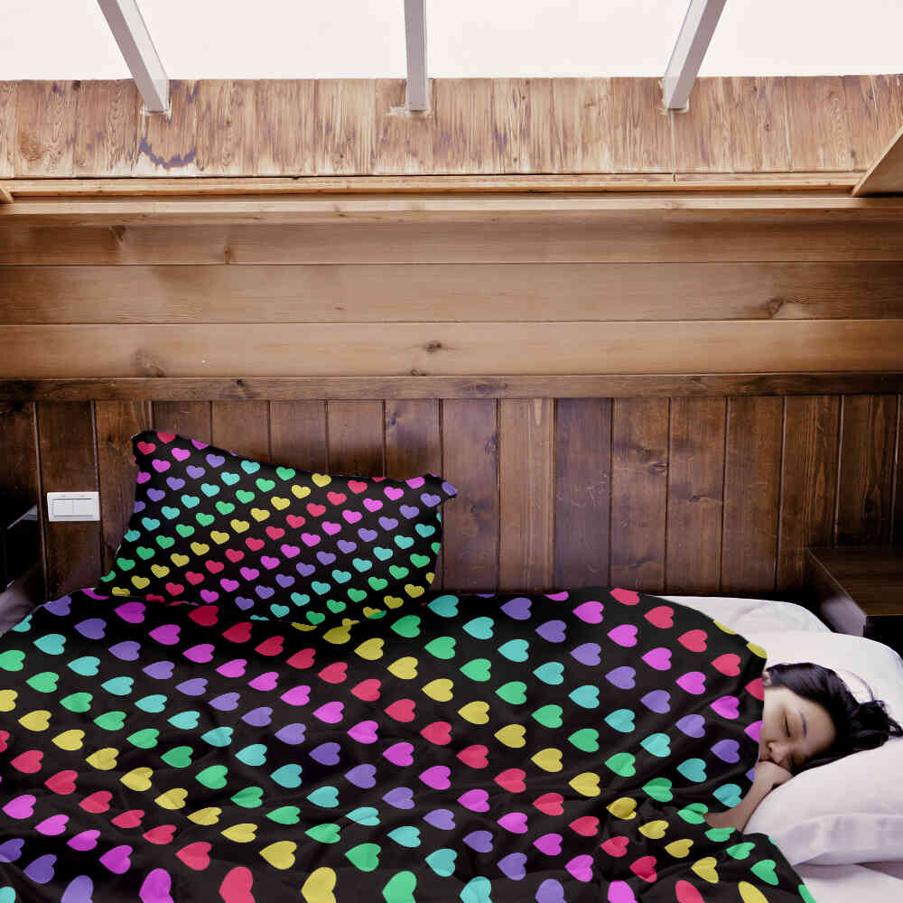 Originele therapiedeken - katoenen hoes met gekleurde harten