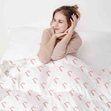 Therapy blankets bedding set white with candy canes