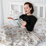 Therapy blanket bedding set, white with light brown branches.