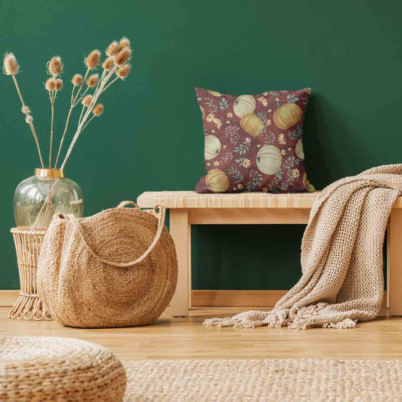 Almohada de salud roja con calabazas