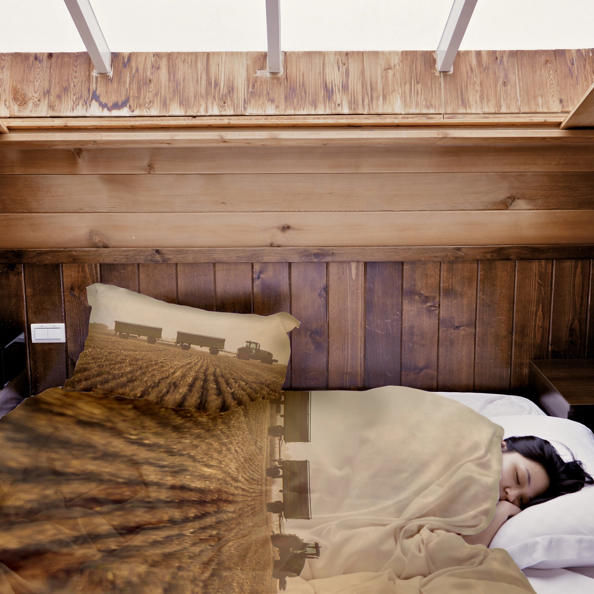 Originele therapiedeken - katoenen hoes bruin akker