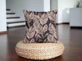Health pillow, black with purple leaves.