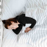 Therapy blankets bedding set, wave pattern, light gray.