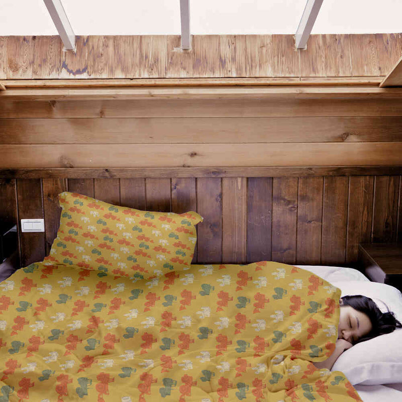 Set di biancheria da letto con coperte terapeutiche arancione con trattori