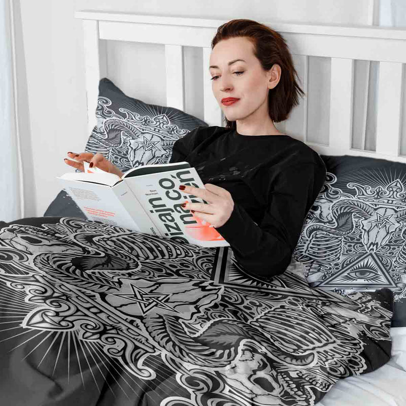 Set de ropa de cama con manta terapéutica negro ojo 2