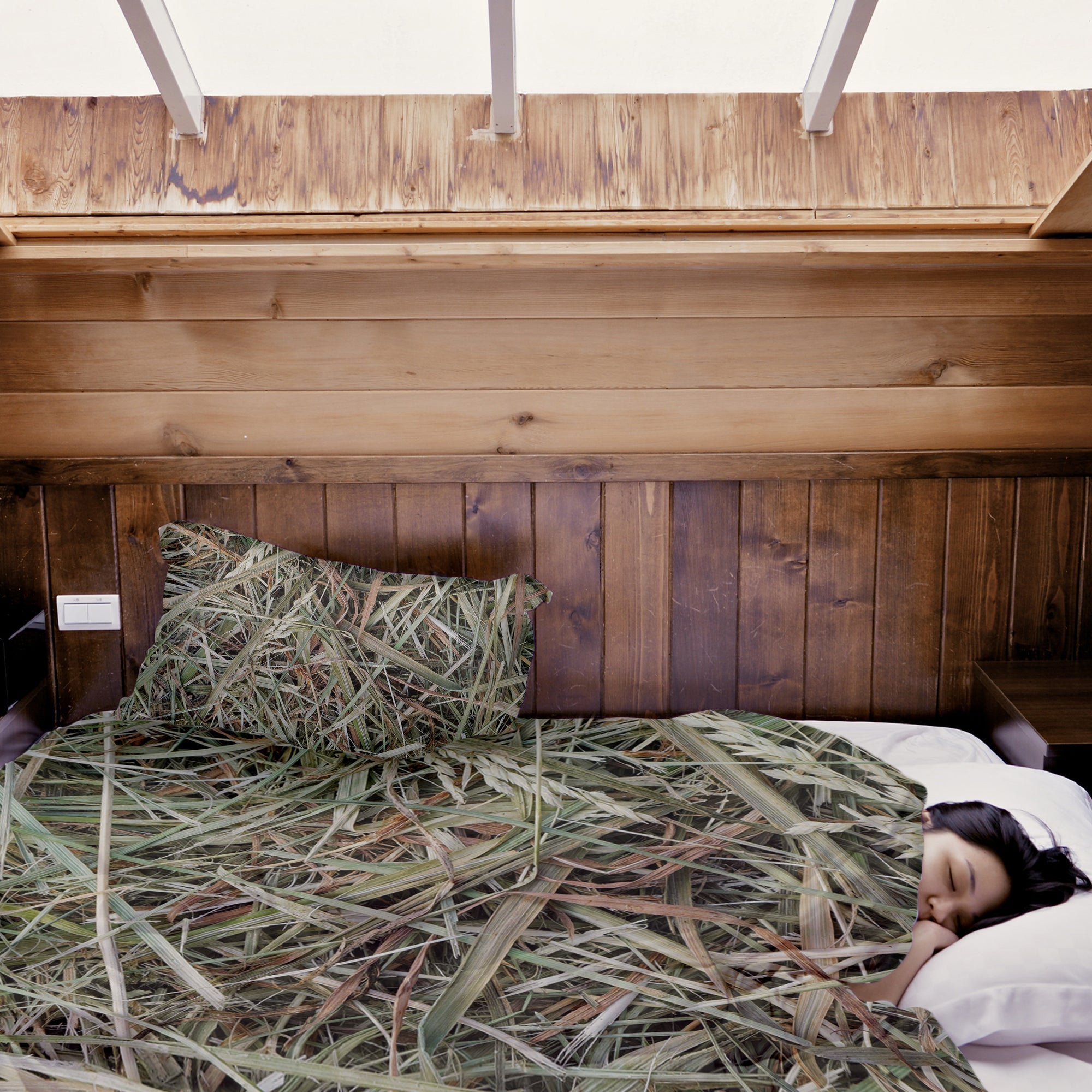 Therapy blankets bedding set white with straw