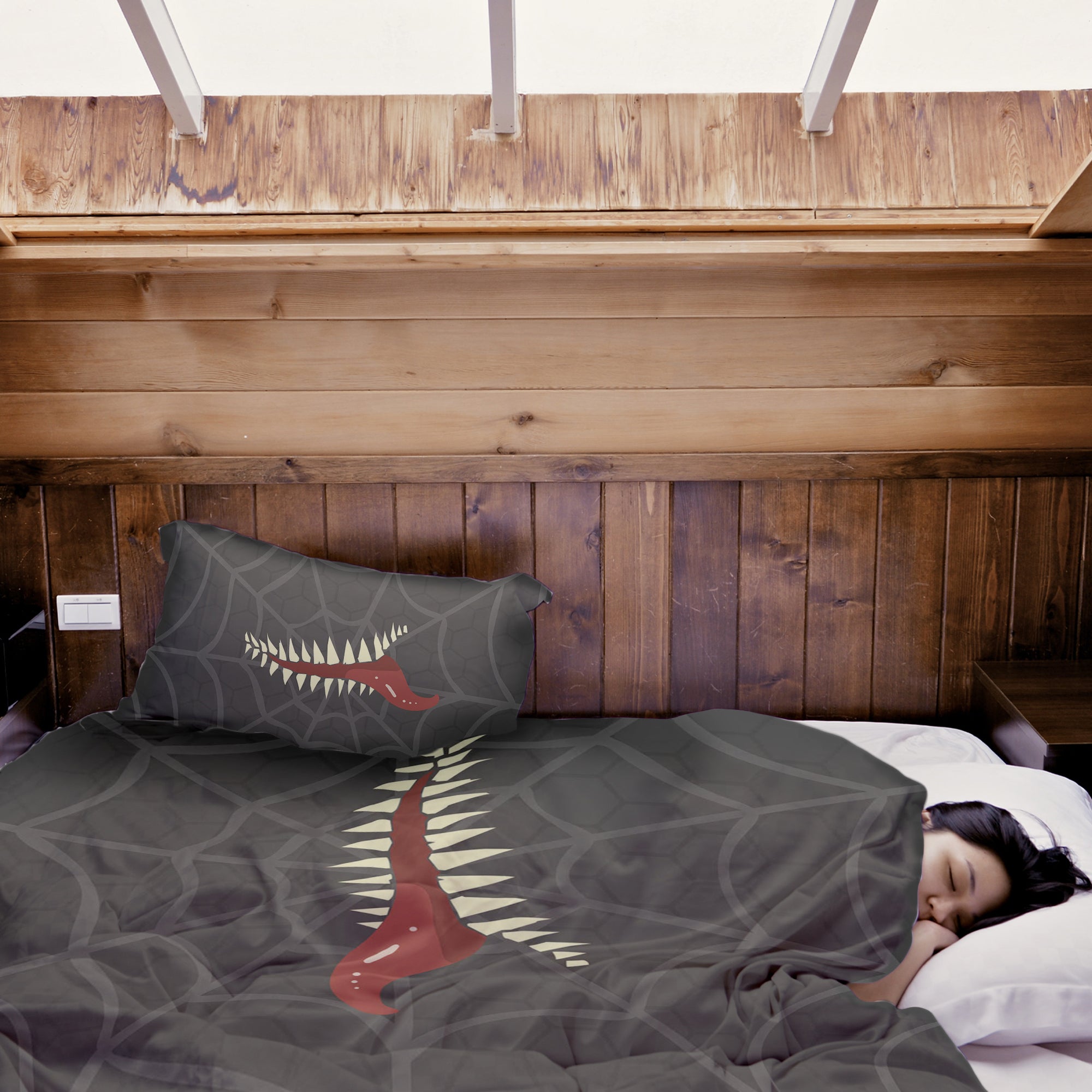 Therapy blankets bedding set gray spiderweb