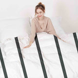 Therapy blanket bedding set, white with black stripes.