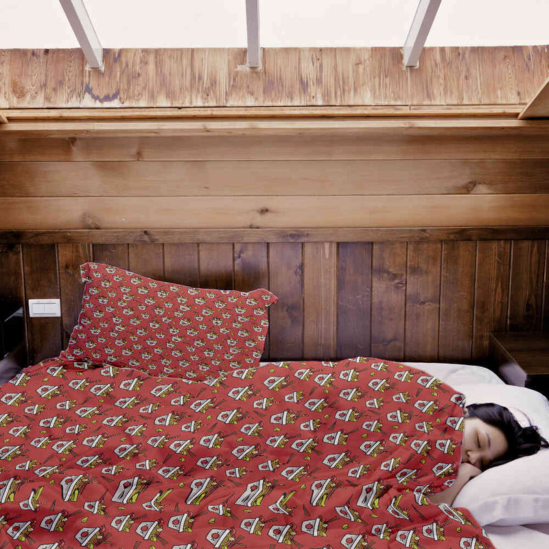 Set di biancheria da letto con coperta terapeutica rosso da asporto