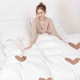 Therapy blankets bedding set white with hearts