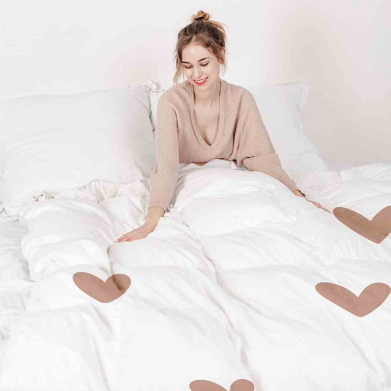 Therapy blankets bedding set white with hearts