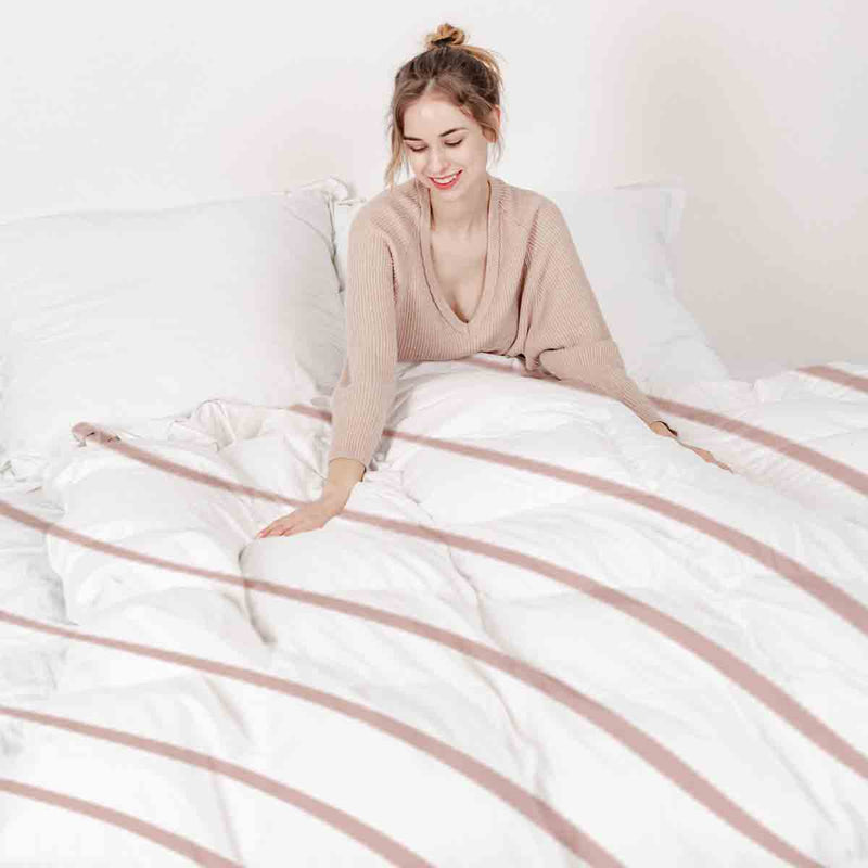 Set de ropa de cama con manta terapéutica rosa con ondas