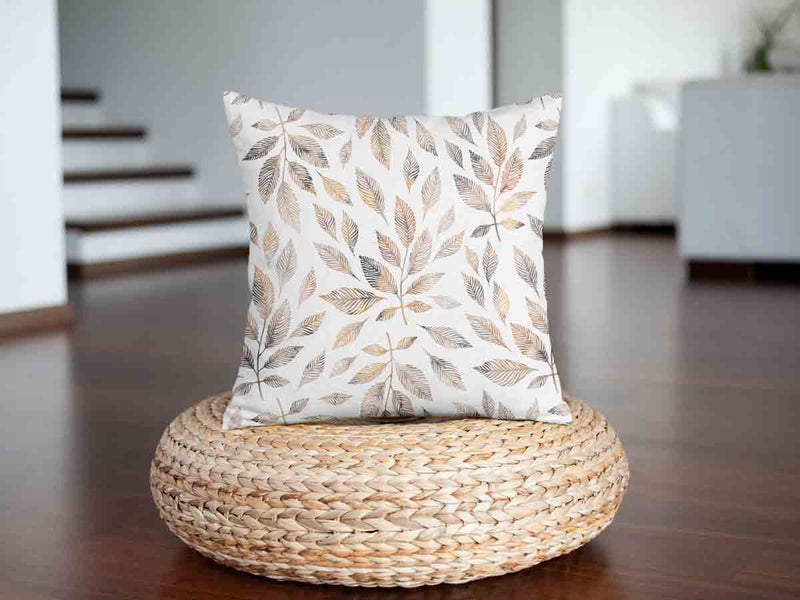 Almohada de salud blanca con ramas marrón claro