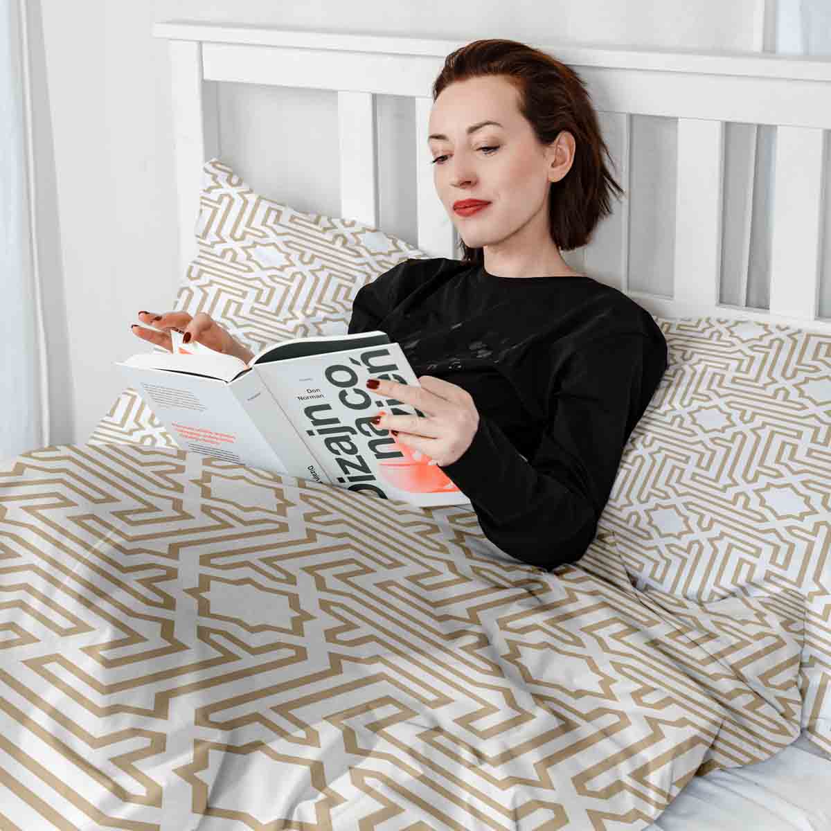 Set di biancheria da letto beige con forme per coperte terapeutiche