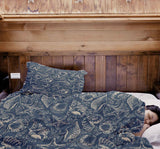 Therapy blanket and bedding set, blue with shells.