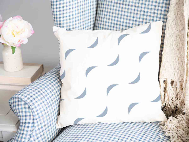 Almohada de salud blanca con ondas azules