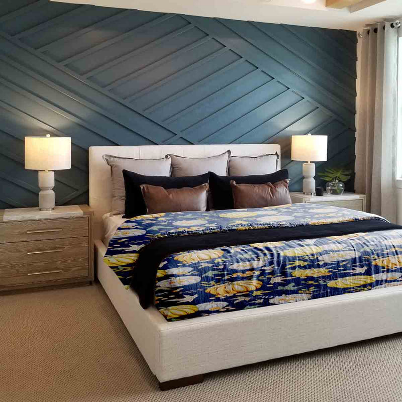 Therapiedekens katoenen hoes blauw met pompoenen